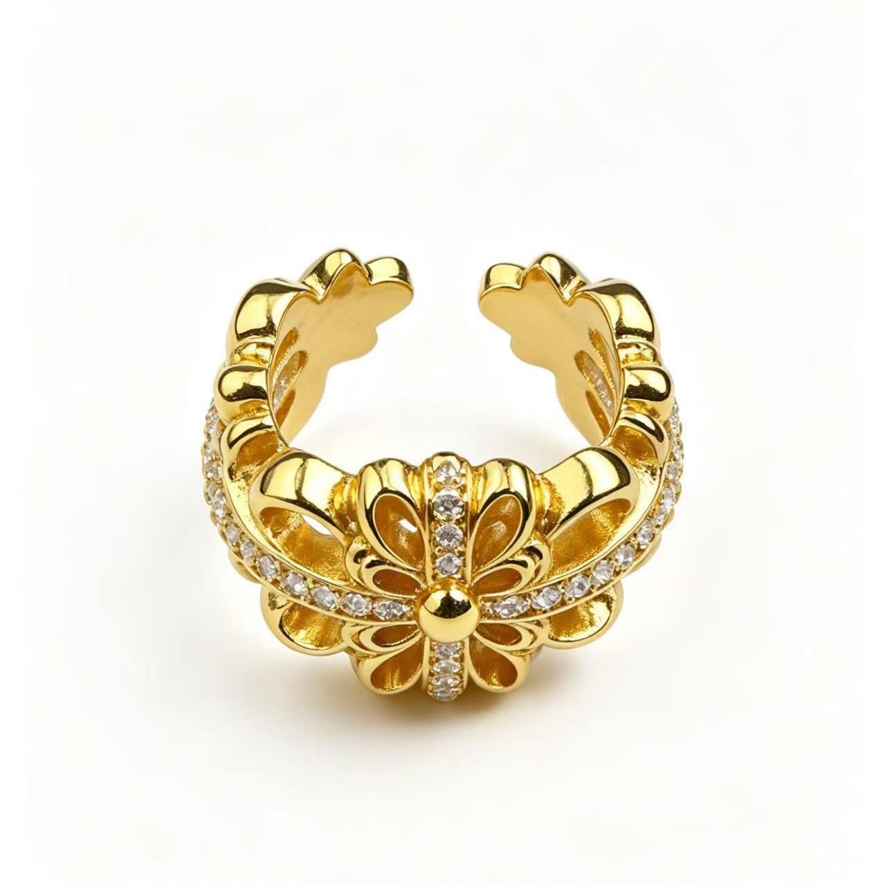 Chrome Hearts Elegant Gold Ring with Diamond Accents